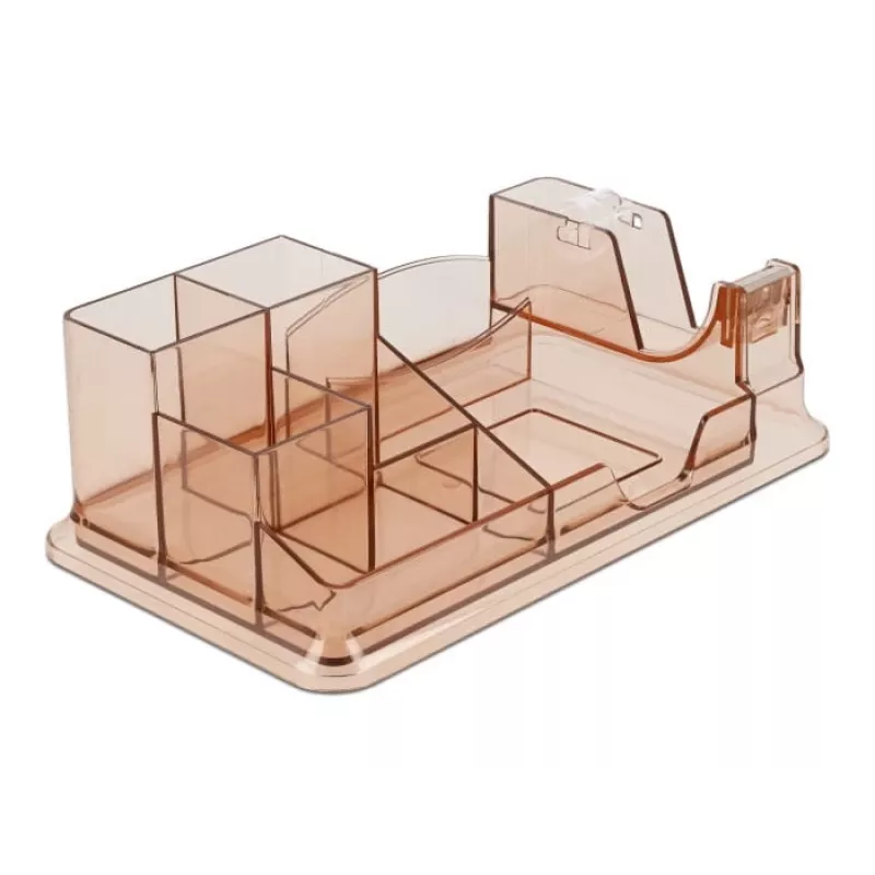 Schreibtisch-Organizer DeLOCK 18341 Transparent Braun Kunststoff 145x250x85mm