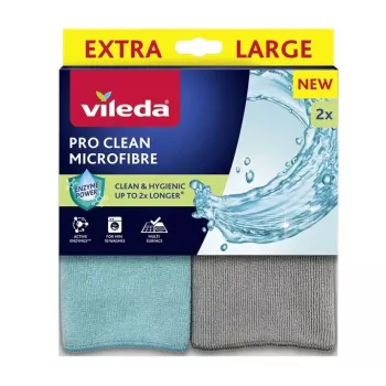 Reinigungstuch VILEDA Pro Clean universal mit aktiven Enzymen, grau, 2er-Pack, maschinenwaschbar