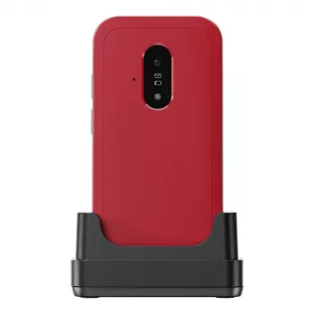Feature-Phone Doro Leva E22 Klapphandy, 2,8 Zoll (7,11 cm) Anzeige, Single SIM, 0,3 MP Kamera, 1150 mAh, 127,8 g, Rot/Weiß