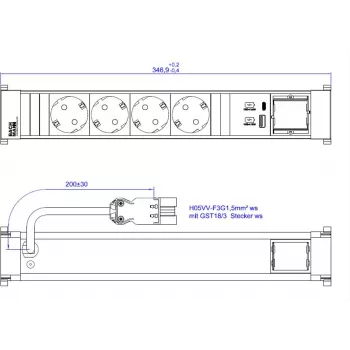Steckdosenleiste Bachmann 916.704 mit 4x CEE 7/3-Steckdosen und 1x C13-Anschluss