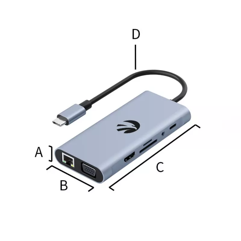 USB-C 11-in-1 Adapter Hawk HW-HUB1101 — Multiport-Hub mit 11 Anschlüssen