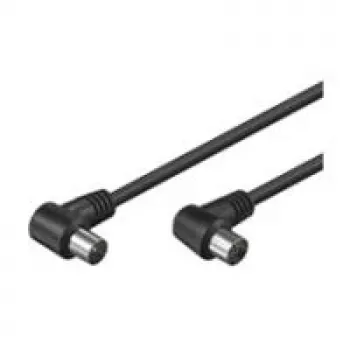 Wentronic Goobay Antennen-Winkelverbindungskabel, Schwarz, 2,5 m - IEC/Koax-Stecker 90° IEC/Koax-Buchse 90° (11526)