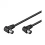 Wentronic Goobay Antennen-Winkelverbindungskabel, Schwarz, 2,5 m - IEC/Koax-Stecker 90° IEC/Koax-Buchse 90° (11526)