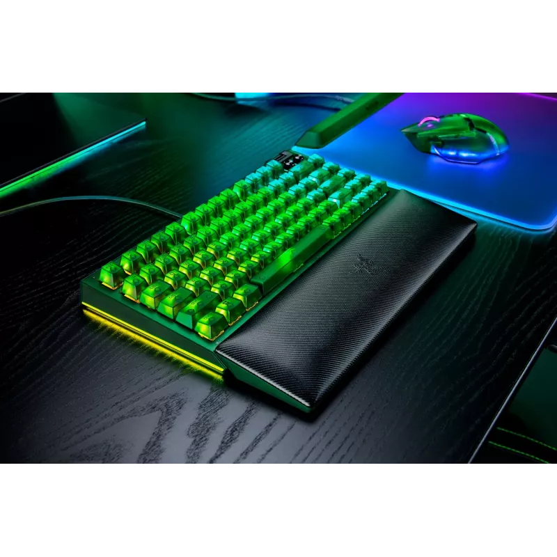 Mechanische Gaming-Tastatur Razer SchwarzWidow V4 75% — Kabelgebunden US-Layout, Phantom Grün Edition, taktile mechanische Razer-Schalter