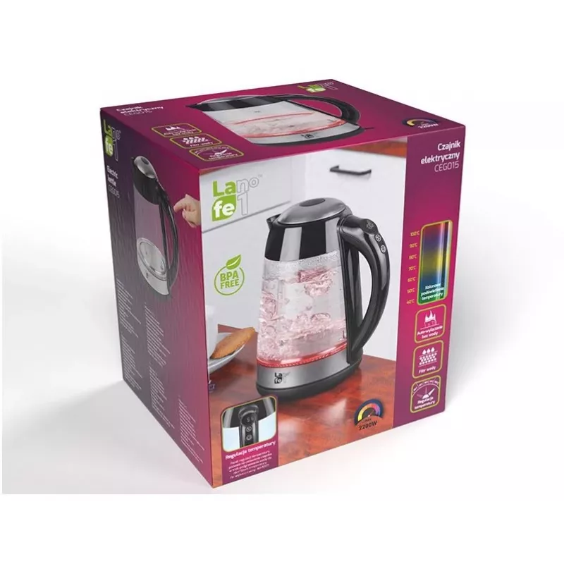 Wasserkocher Lafe LAFCZA46806, 2200 W, 1,7 l, Schwarz