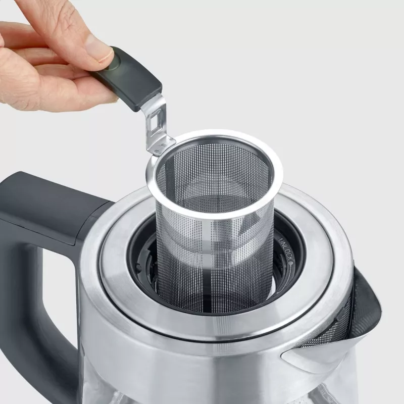 Elektrischer Wasserkocher SEVERIN 1 L 2200 W Glas und Edelstahl, 5 Temperatureinstellungen, LED-Anzeige