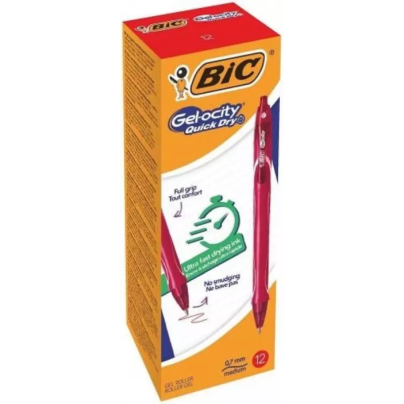 BIC Gell Pen Gelocity QUICK DRY Rot, 12er-Pack 494671