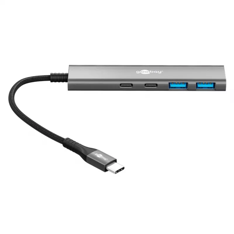 Goobay Slim 4-Port USB-Hub USB-C auf/USB-A 5 Gbit/s - Plug USB 3.2 (76563)