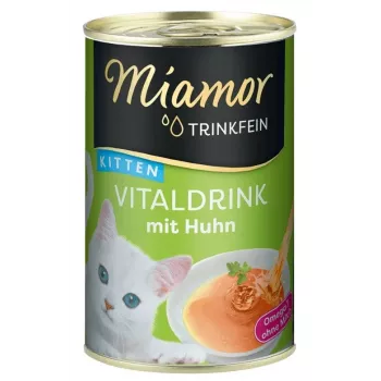 Flüssiger Katzensnack Miamor MIAMOR Trinkfein Kitten Vitaldrink mit Huhn 135 ml, getreidefrei, flüssige fleischige Leckerei