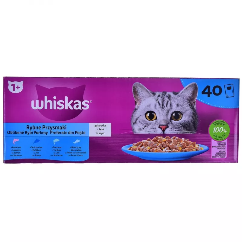WHISKAS Fish Favourites in Jelly - Nassfutter für Katzen - 40x85 g