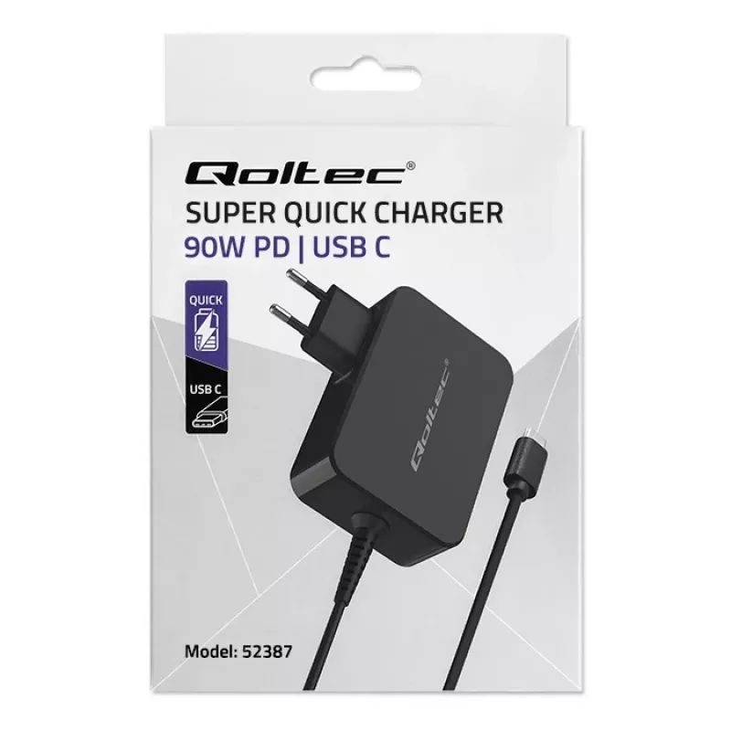 GaN-Netzteil QOLTEC 52387 90W 1x USB‑C 5–20V
