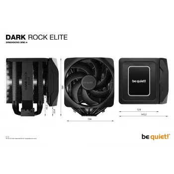 be quiet! Dark Rock Elite Prozessor-Luftkühler 13,5 cm Schwarz 1 Stück