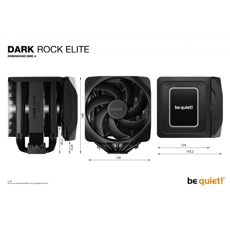 be quiet! Dark Rock Elite Prozessor-Luftkühler 13,5 cm Schwarz 1 Stück