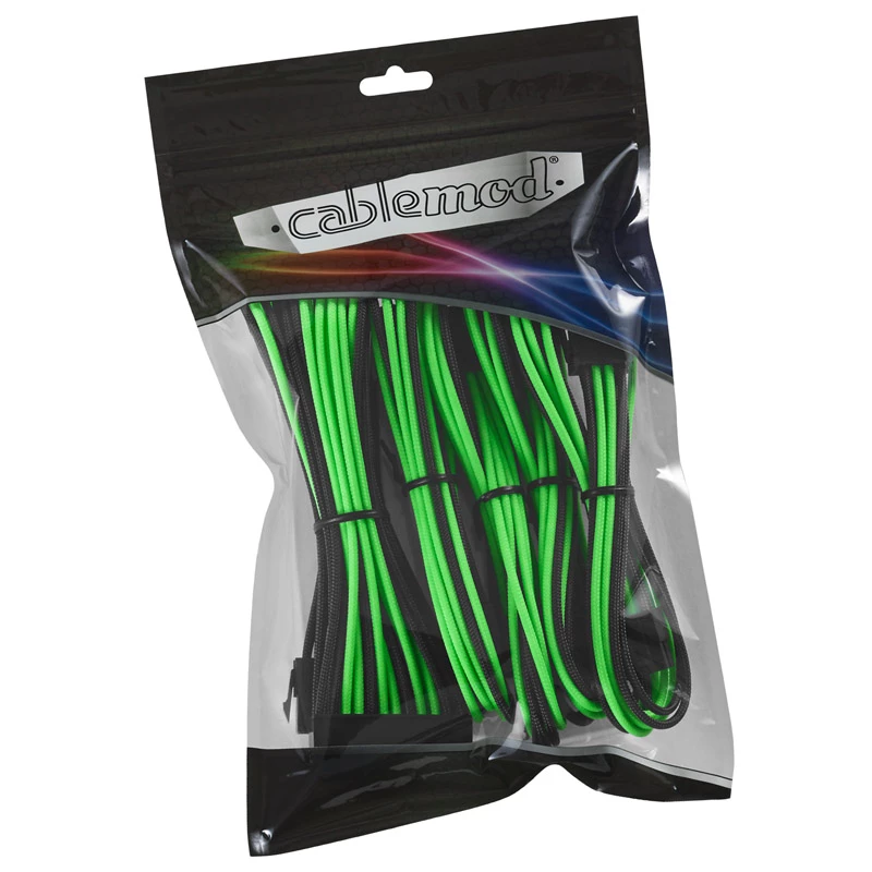 Kabelverlängerungsset CableMod CM-CAB-CKIT-N86KKLG-R — 8+6-Pin-Stromverlängerungen, Schwarz/Grün