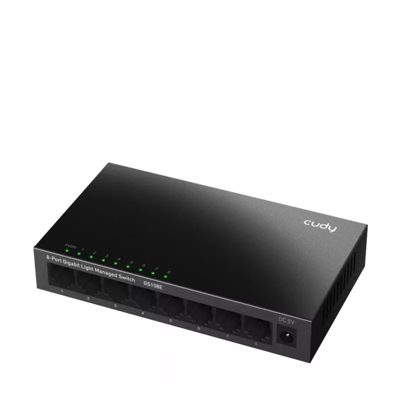 Managed Switch Cudy GS108E 8-Port Gigabit Ethernet, 8x 10/100/1000 Mbps, Metallgehäuse, 16 Gbps Switching, IGMP & DHCP Snooping