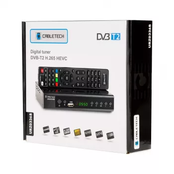 Digital-TV-Receiver Cabletech URZ0336C DVB-T/T2 H.265 terrestrischer Tuner, 470–862 MHz, 1 Tuner, HDMI, USB, SCART