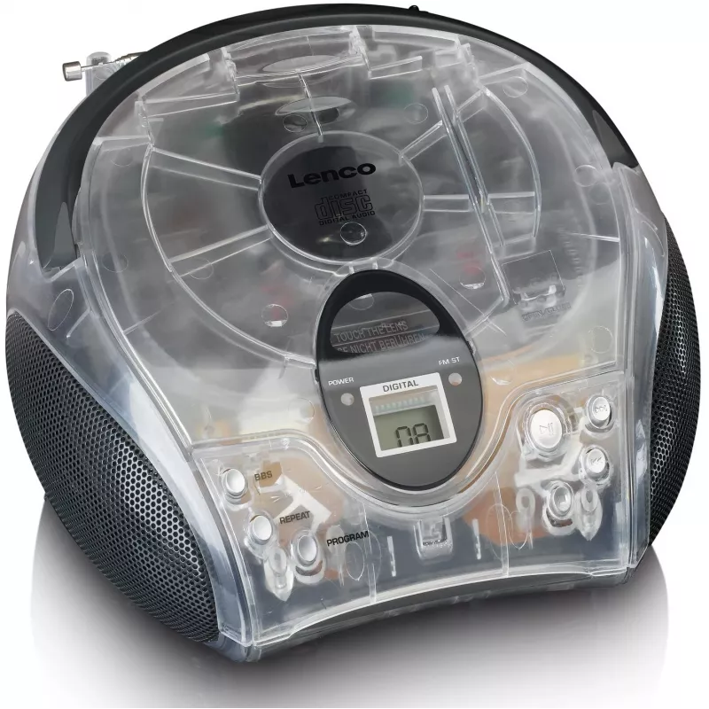 Tragbares Radio mit CD-Player Lenco SCD-24TR — FM, 4W Ausgang, LCD, Teleskopantenne, Netz-/Batteriebetrieb, 6×C-Batterien