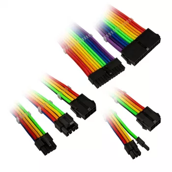 Ummanteltes Kabelverlängerungsset Kolink Core Adept — 6-teilig, PET-Mantel, Kupferleiter, Längen 300–350 mm