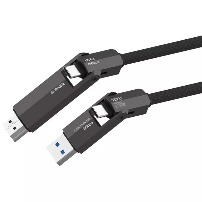 USB4 HDMI-Kabel 4smarts ComboCord 240W 1,5 m – USB4 auf HDMI, 240W Stromversorgung, 1,5 m Länge