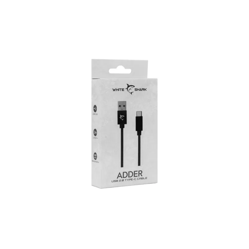 USB-auf-USB-C-Kabel White Shark Adder 2 m – Lade- und Datenübertragungskabel, weiß