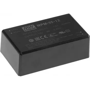 Netzteil MEAN WELL MPM-65-48, für Innenbereich 65 W, Eingang 80–264 V, schwarz, 52×87×29,5 mm