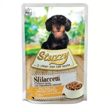STUZZY Sfilaccetti Chicken mit Schinken - Nassfutter für Hunde - 100g
