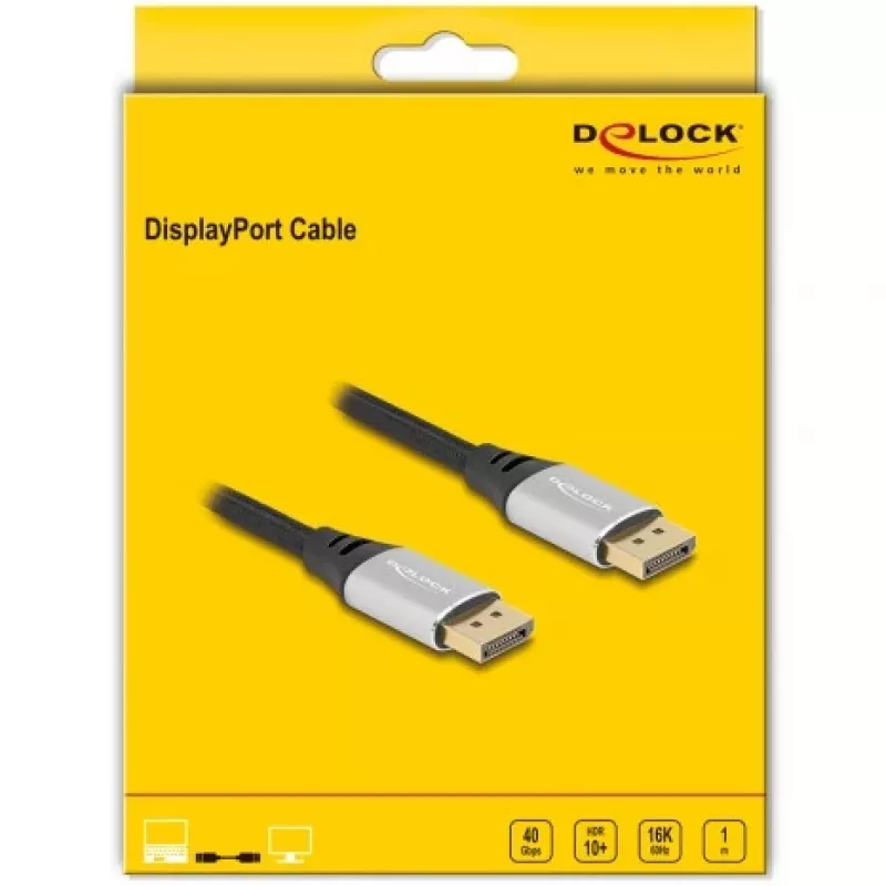 DeLOCK DisplayPort-Kabel 16K 60 Hz 1 m silber Metall
