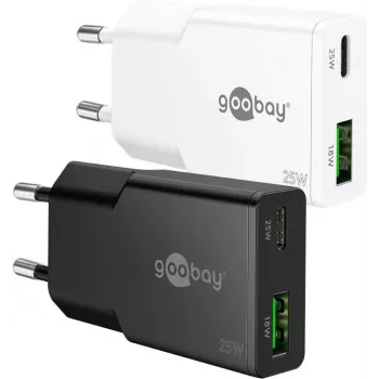 Goobay USB-C™ PD GaN Dual-Schnellladegerät schlank (25 W) schwarz (75733)