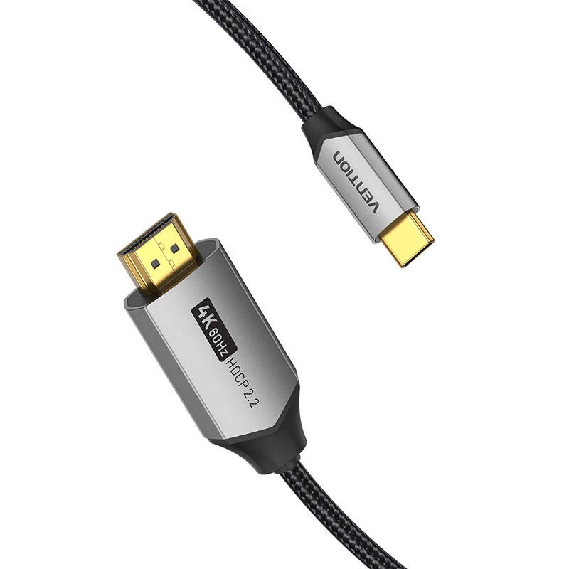 Vention USB-C-zu-HDMI-Kabel CRBBH – 2 m, 4K@60Hz, schwarz, USB-C zu HDMI