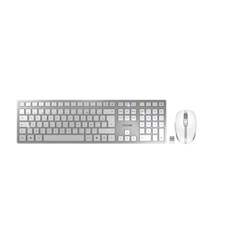CHERRY DW 9100 schlank Tastatur Maus enthalten Universal RF Wireless + Bluetooth AZERTY Französisch Silber