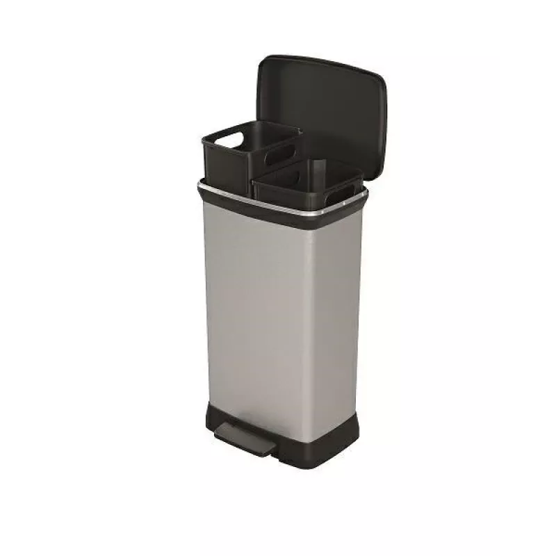 Mülleimer Curver 23L Tretmechanismus, metallic Optik, 23 Liter Fassungsvermögen