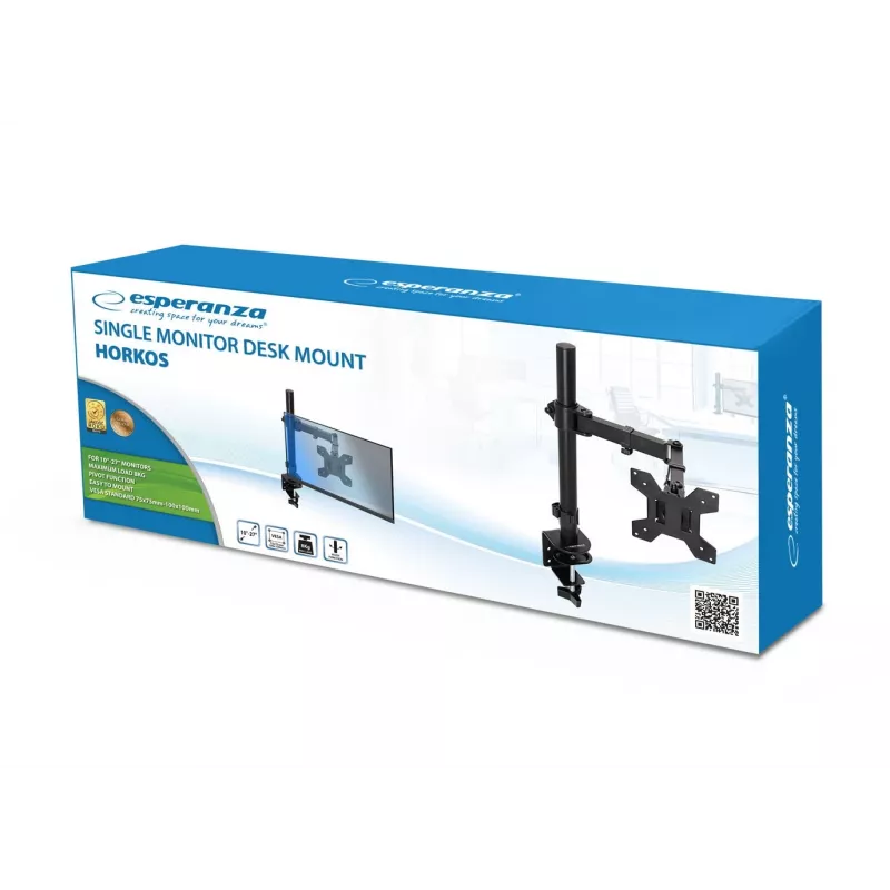 Monitor-Tischhalterung ESPERANZA ERW017 für 10–27 Zoll Bildschirme, bis 8 kg, Tischklemme, VESA 75x75–100x100