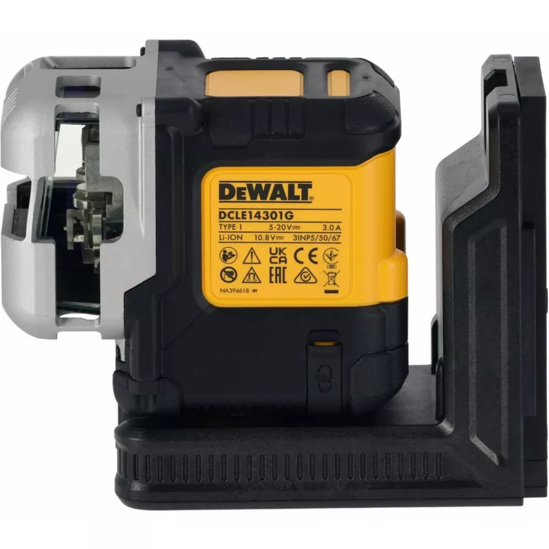 Akku-Multilinienlaser DeWalt DCLE14301GB 3×180° Kreuzlinie, 18V, grüne Linien, integrierter Powerstack Li-Ion