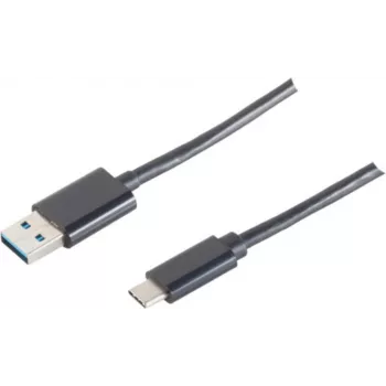 USB-Kabel S/CONN 14-10006 USB 3.2 Gen 1 1m USB A USB C Schwarz