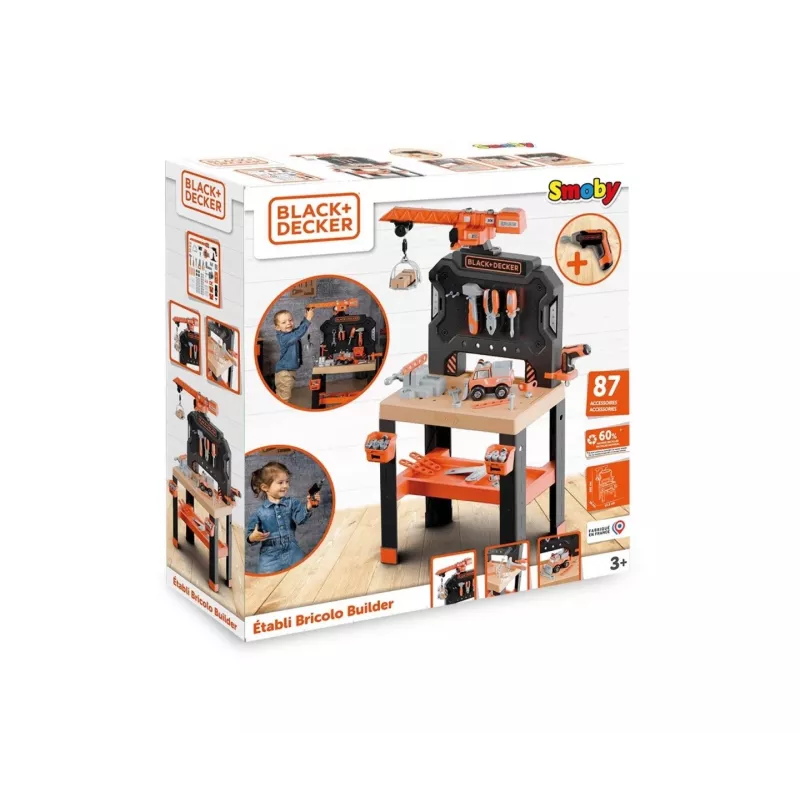 Kinderwerkstatt-Spielzeug SMOBY Bricolo Builder 7600360741 – Bauwerkzeug-Set für Rollenspiele