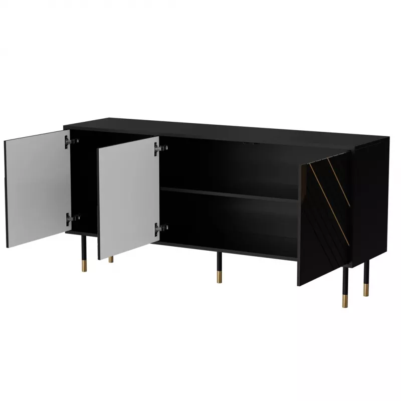 Cama 3D MOUNTAIN Kommode 154x40x72 schwarz + goldfarben