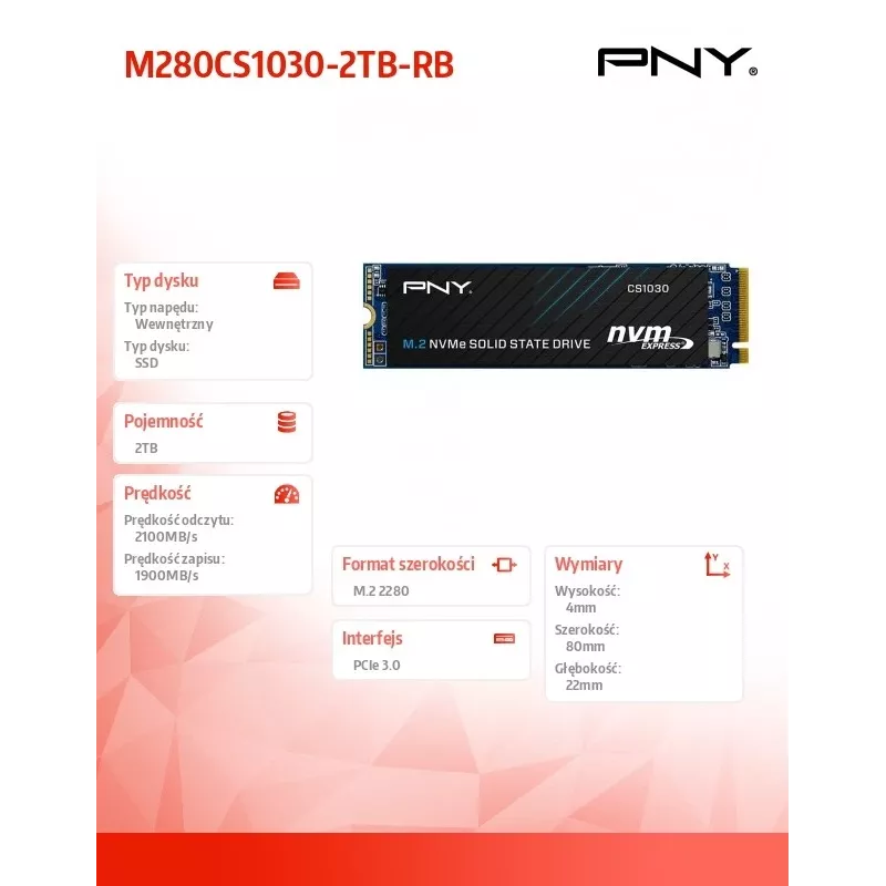 SSD PNY 2TB M.2 PCI Express 3.0 NVMe CS1030