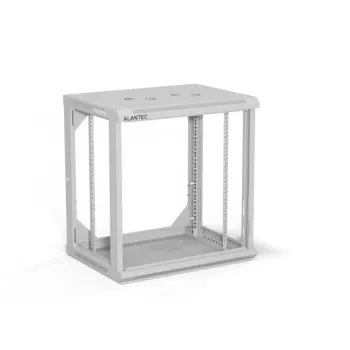 Wandmontage 19-Zoll-Schrank Alantec 12U 600x450 mm, einzelne Glastür, abnehmbare vollständige Rück- und Seitenwände, abschließbar, 4 Montageschienen, grau, flache Verpackung