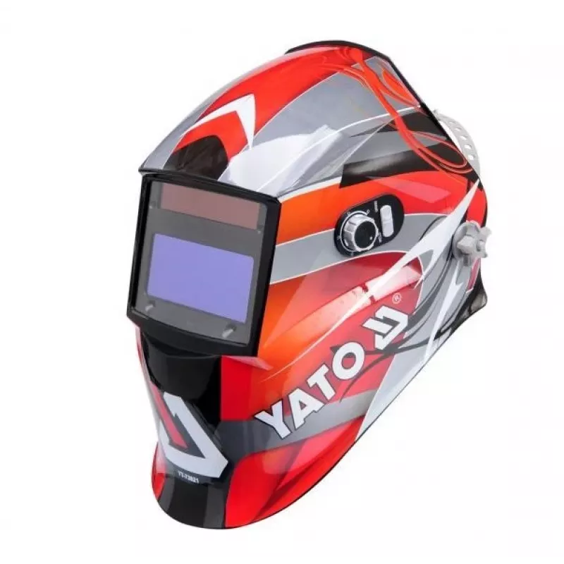 Schweißhelm YATO YT-73921 mit automatisch verdunkelndem Filter, Schutzstufe 9–13, PC-Gehäuse, Sichtfeld 4,3×9,8 cm, Batterie 3V