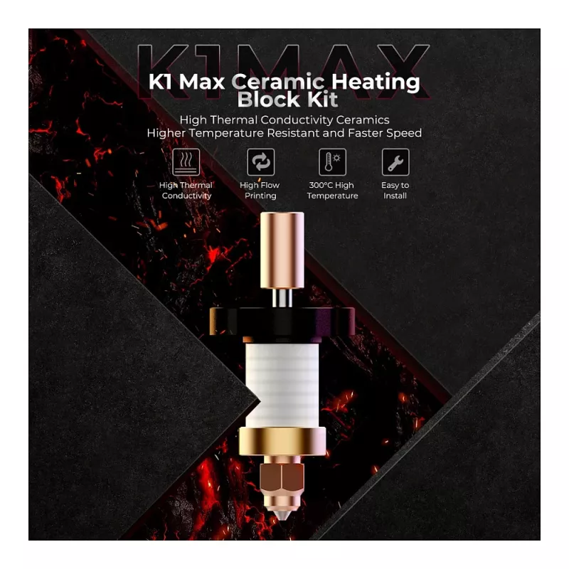 Heizblock Creality 3D 4001030123 K1 K1Max Schwarz Kupfer Rot