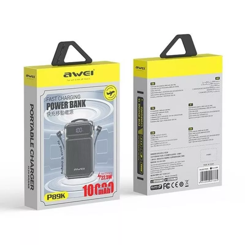 Powerbank 10000mAh 38,5 W P89K integra. Kabel
