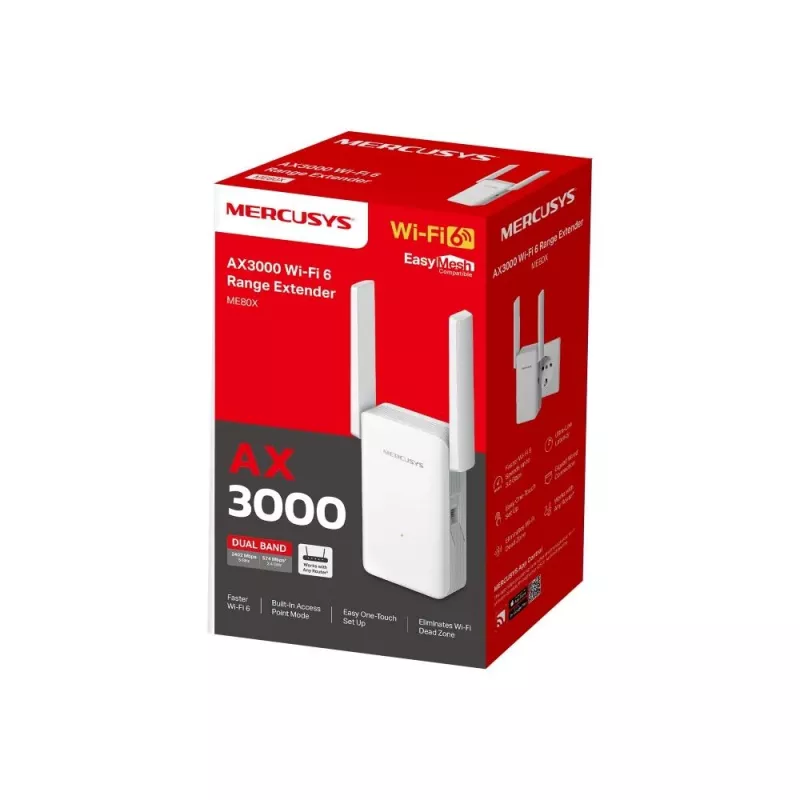 Mercusys ME80X Netzwerk-Extender, weiß 100, 1000 Mbit/s