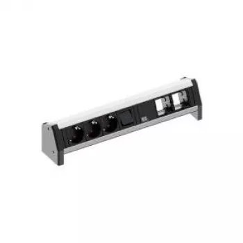 Desk 1, 3 AC-Steckdosen, 230 V, 16 A, schwarz, Aluminium, 450 mm