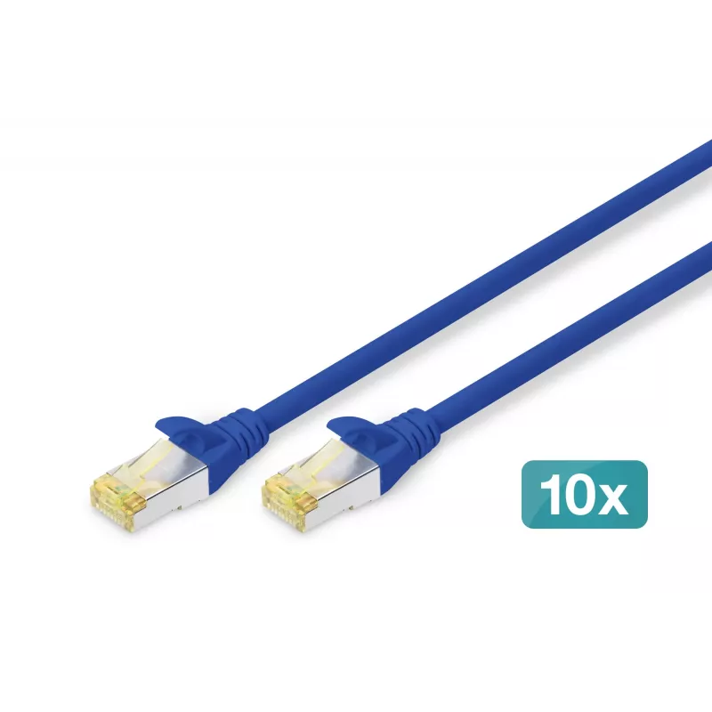 Netzwerkkabel Digitus CAT 6A S/FTP RJ-45 0,25 m Blau