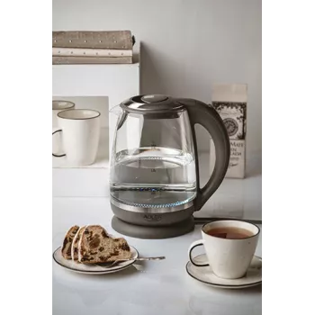 Adler | Wasserkocher | AD 1286 | Standard | 2200 W | 2 L | Kunststoff/Glas | 360° drehbare Basis | Grau/Transparent