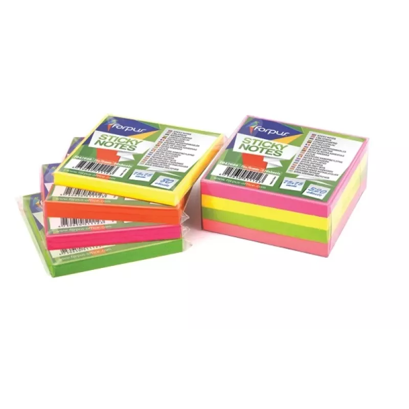 Stiky notes Forpus, Neon, 75 x 75 mm, Gelb (1 x 80)