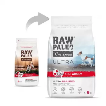 VET EXPERT RAW PALEO Ultra Mini Adult Beef - Trockenfutter für Hunde - 8 kg