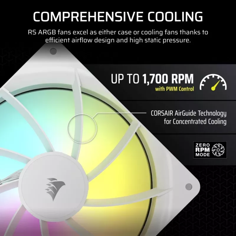 Lüfter Corsair RS140 ARGB 14 cm Weiß 330-1700 U/min