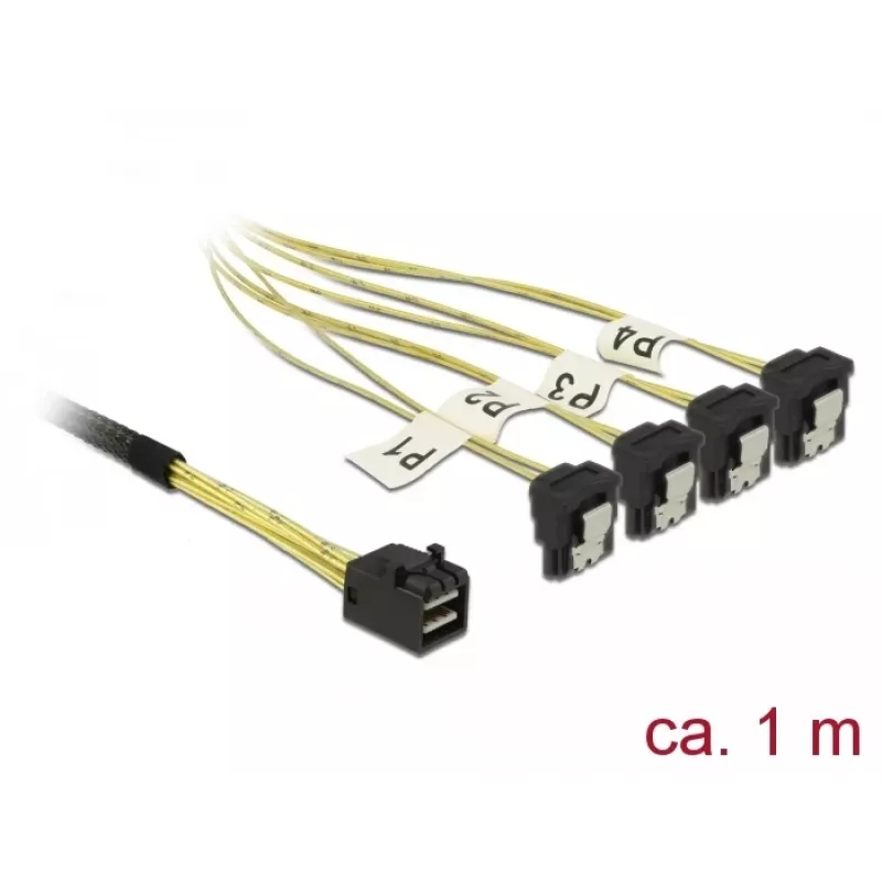 SCSI-Kabel DeLOCK 85685 Schwarz Gelb 1 m 1 x Mini SAS HD SFF-8643 4 x SATA 7 Pin