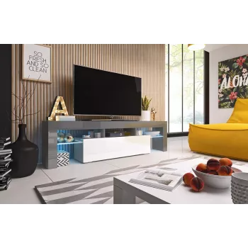 Cama TV-Ständer TORO 158 grau/weiß glänzend